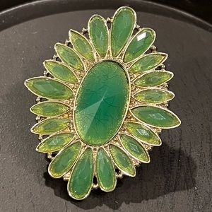 Oversized Green and Gold Statement Jewel Ring